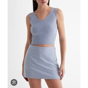 Express Editor Studio Sky Blue High-Waisted Sky Blue Skort, Size 4
